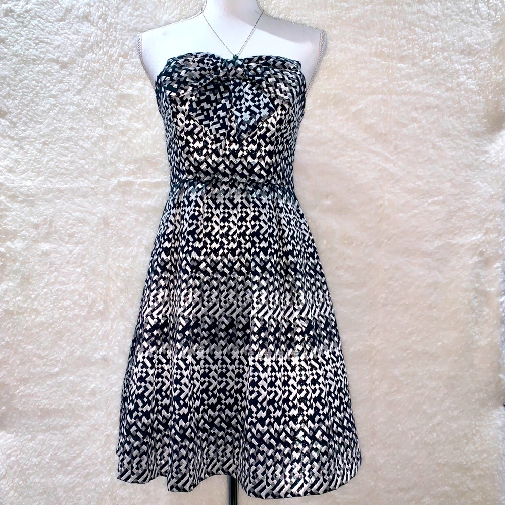 Eva Franco Size 4 Vera Dress Bow Black Silver - Picture 7 of 12